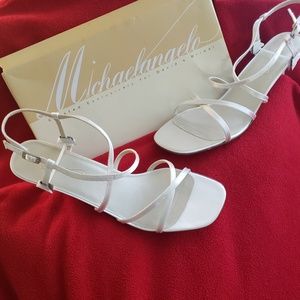 David's Bridal White Satin Heels